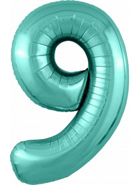 Фольгированный шар с гелием "Цифра 9, Бискайский зеленый" 102 см